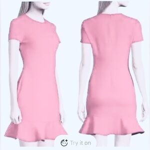 Likely Beckett Short Sleeve Mini Dress with Ruffled Hemline in pink color size 6